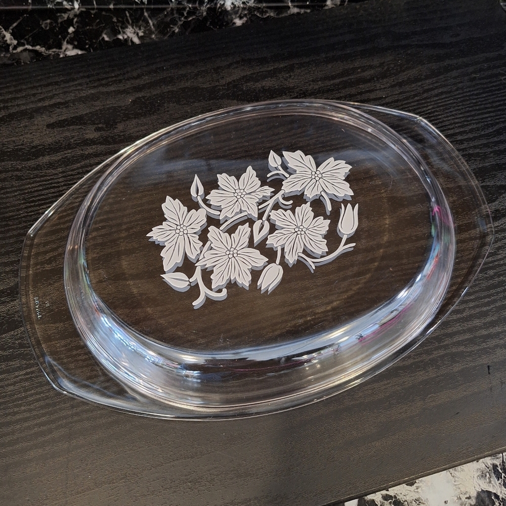 Princess House Fantasia Casserole Lid, White Floral Lid For Oval Baking Dish